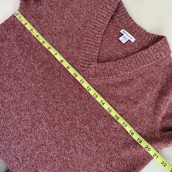 Athleta Vital V-Neck Tunic Sweater Womens Small Cashmere Wool Blend Knit Red - Picture 10 of 11